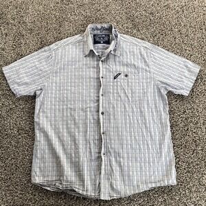 Ecko Unltd Y2K Shirt Plaid Short Sleeve Button Up Men Size XL Embroidered Collar